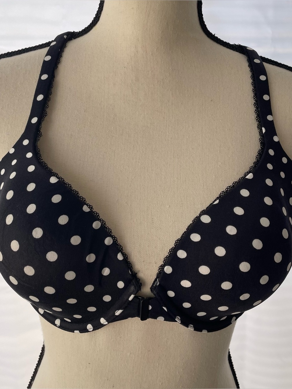 Victorias Secret bra racerback demi front close t-shirt seamless polka dots 38C